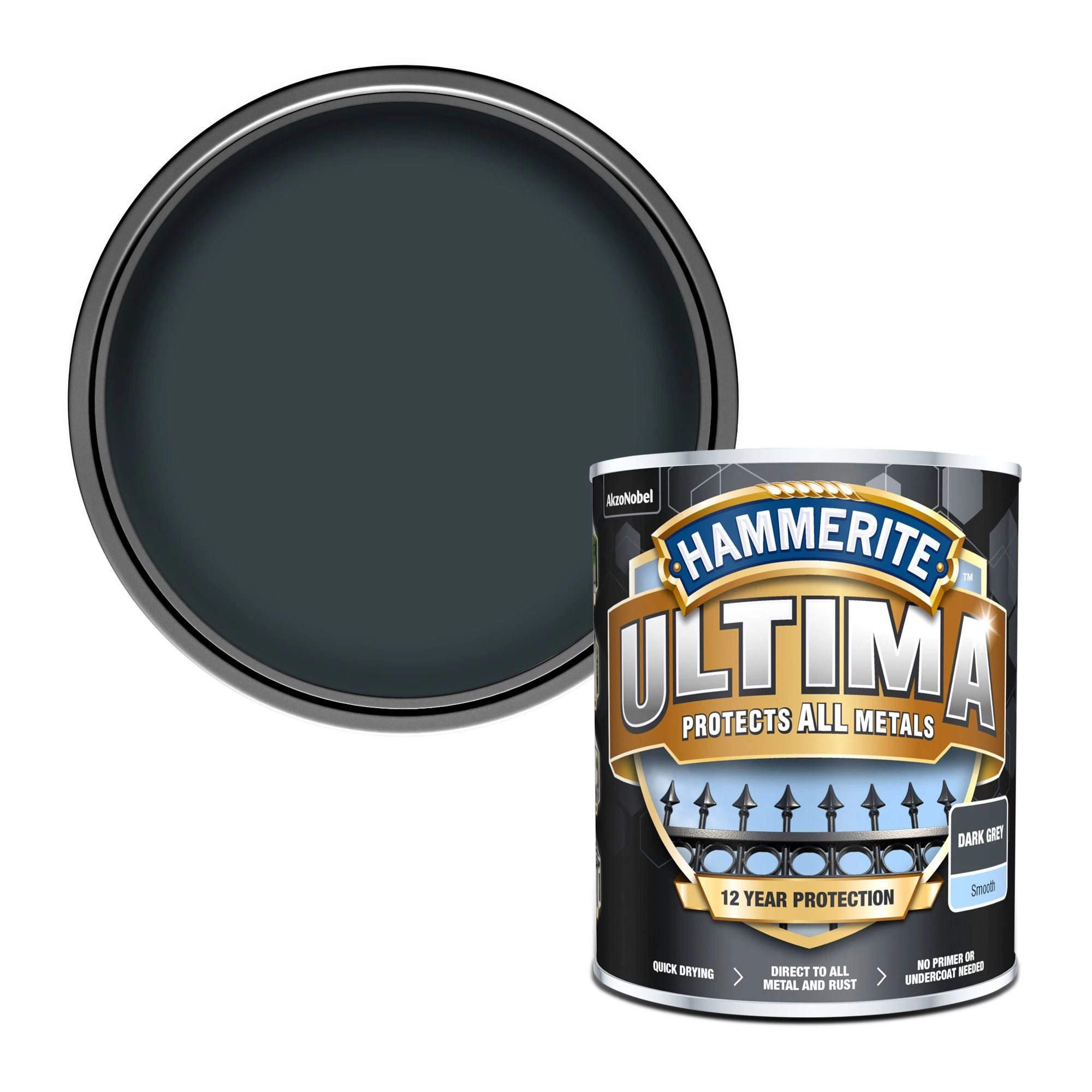 Hammerite Ultima Dark Grey Gloss Multi-surface Exterior Metal paint, 750ml Hammerite Ultima Dark Grey Gloss Multi-surface Exterior Metal Paint, 750ml -Trade Point Sale Shop hammerite ultima dark grey gloss multi surface exterior metal paint 750ml5010212651889 02c bq