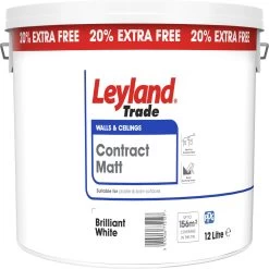 Leyland Trade Contract White Matt Emulsion Paint, 12L