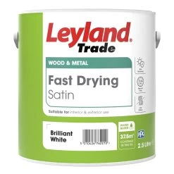 Leyland Trade Fast Dry White Satinwood Metal & Wood Paint, 2.5L