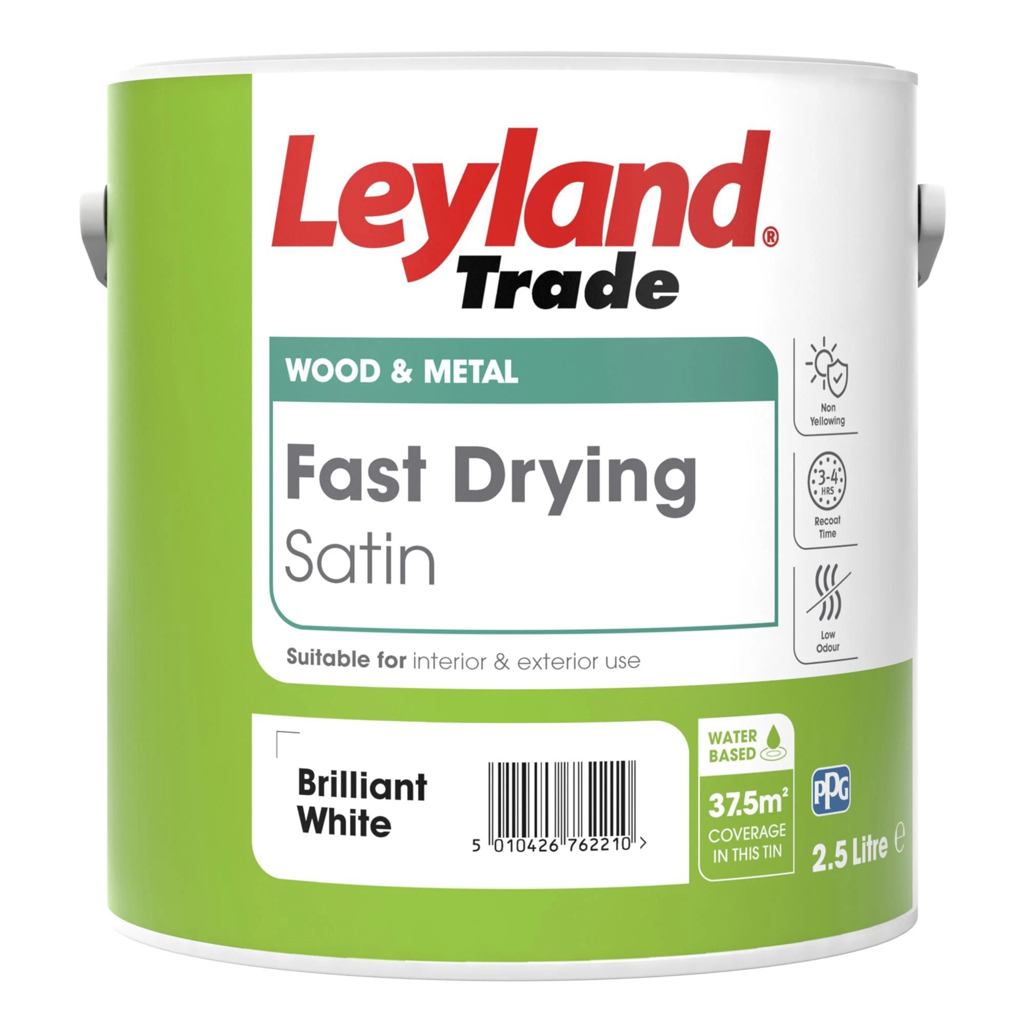 Leyland Trade Fast Dry White Satinwood Metal & wood paint, 2.5L Leyland Trade Fast Dry White Satinwood Metal & Wood Paint, 2.5L -Trade Point Sale Shop leyland trade fast dry white satinwood metal wood paint 2 5l5010426773322 02c bq