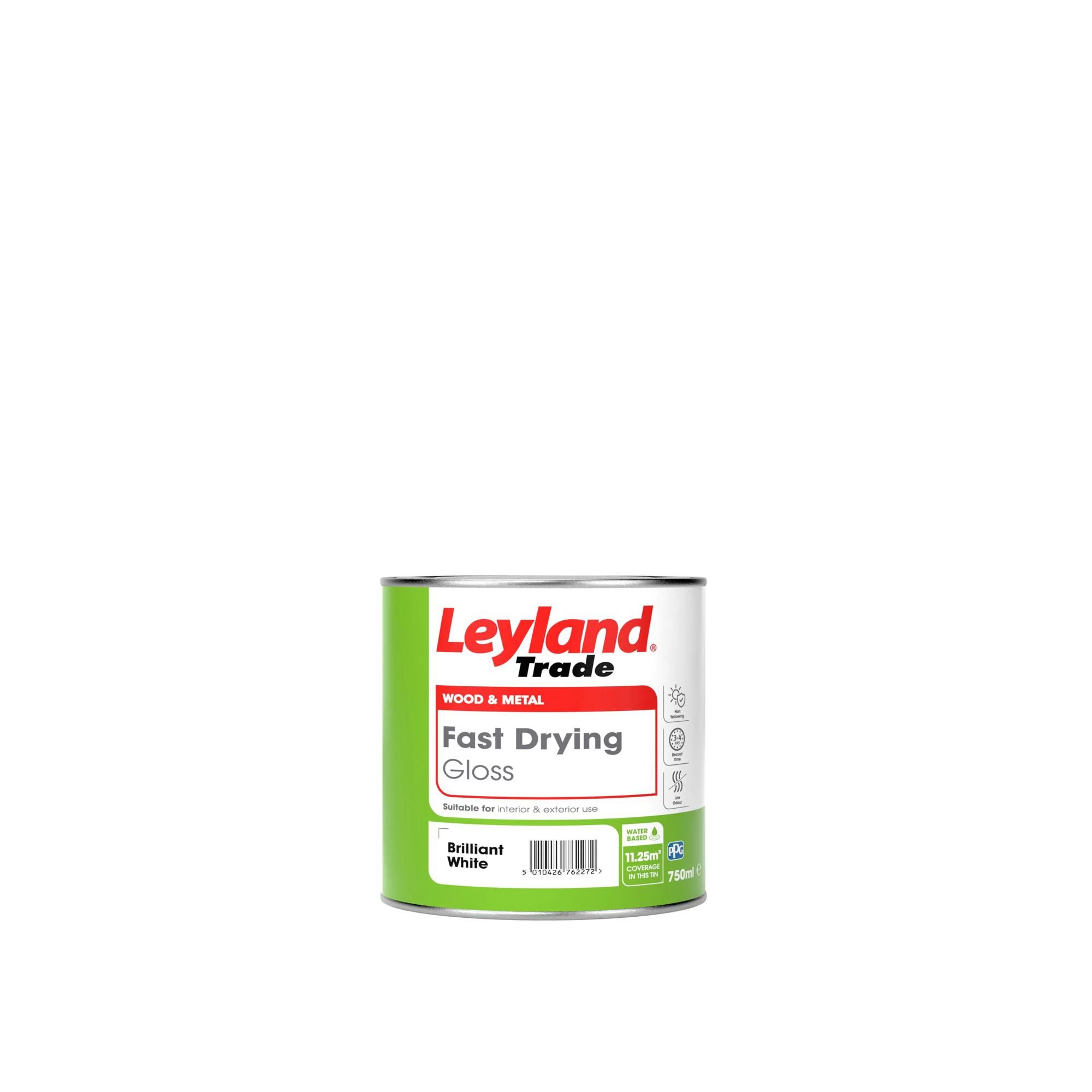 Leyland Trade Quick Dry Pure brilliant white Gloss Metal & wood paint, 750ml Leyland Trade Quick Dry Pure Brilliant White Gloss Metal & Wood Paint, 750ml -Trade Point Sale Shop leyland trade quick dry pure brilliant white gloss metal wood paint 750ml5010426809861 02c bq