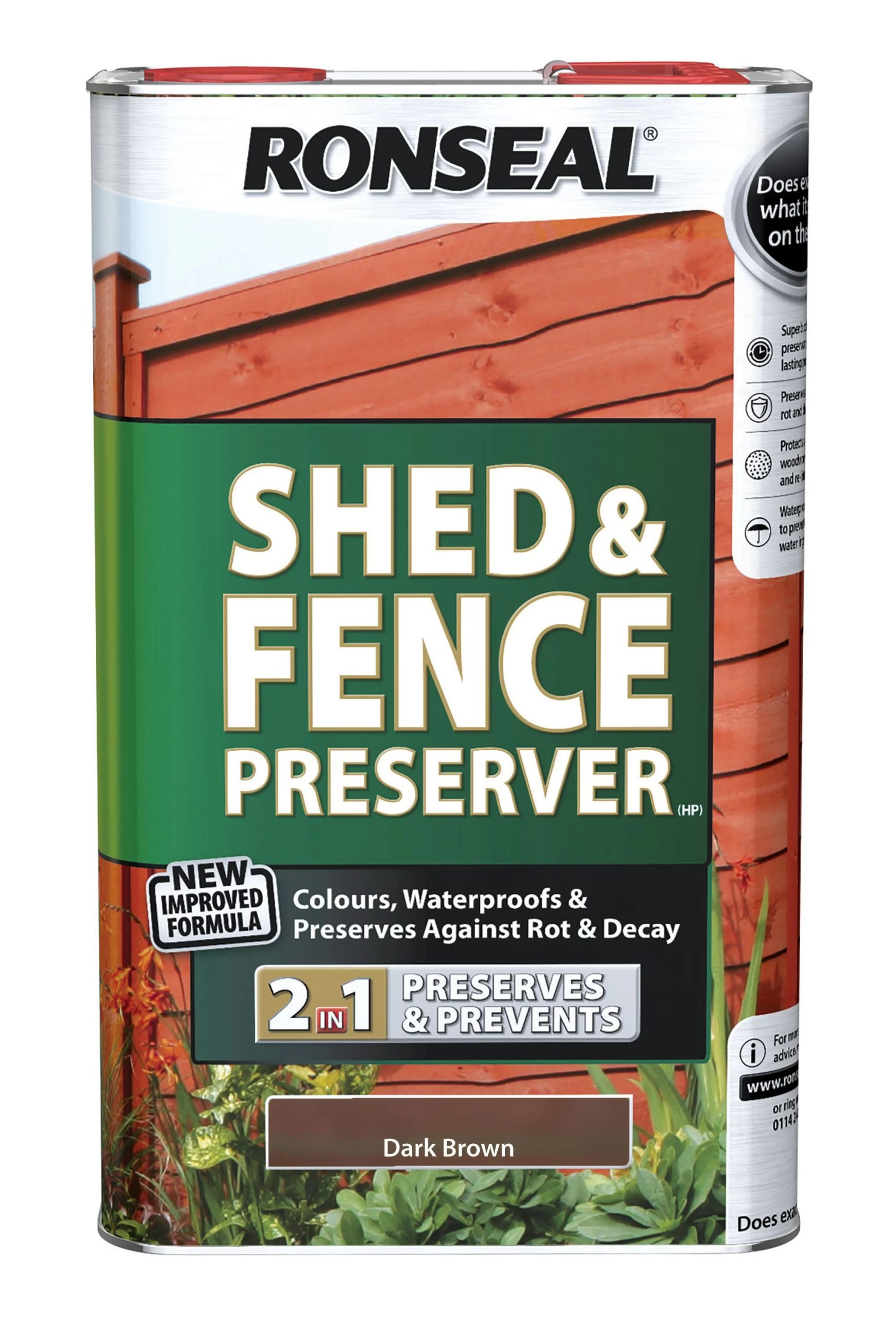 Ronseal Dark brown Fence & shed Preserver, 5L Ronseal Dark Brown Fence & Shed Preserver, 5L -Trade Point Sale Shop ronseal dark brown fence shed preserver 5l5010214876501 08c bq scaled