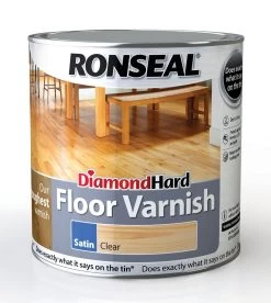 Ronseal Diamond Hard Clear Satin Floor Wood Varnish, 2.5L