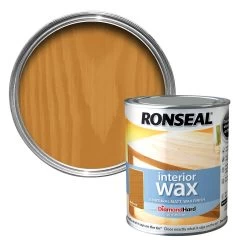 Ronseal Diamond Hard Medium Oak Matt Wax Wood Wax, 0.75L