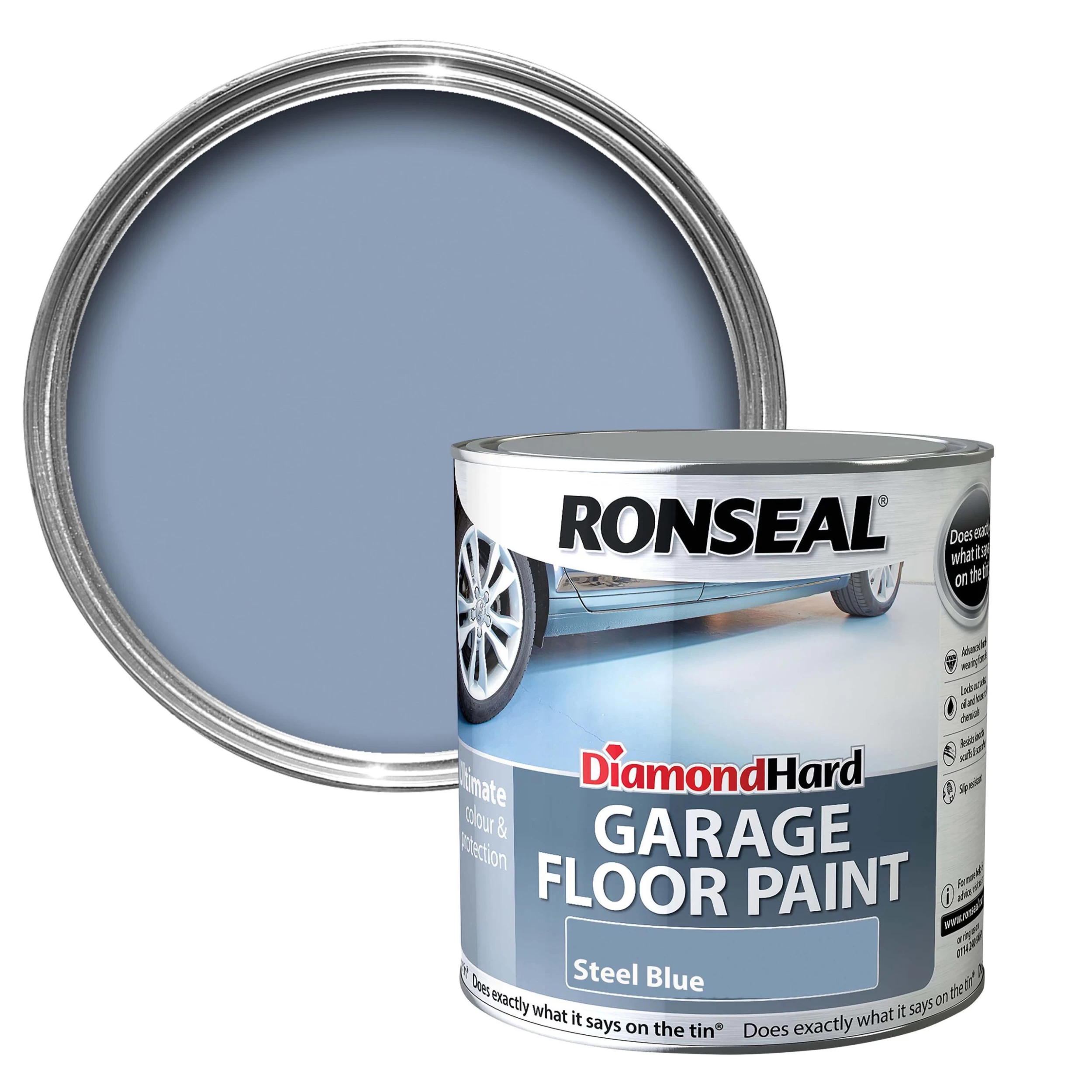 Ronseal Diamond Hard Steel blue Satinwood Garage floor paint, 2.5L Ronseal Diamond Hard Steel Blue Satinwood Garage Floor Paint, 2.5L -Trade Point Sale Shop ronseal diamond hard steel blue satinwood garage floor paint 2 5l5010214861101 02c bq scaled