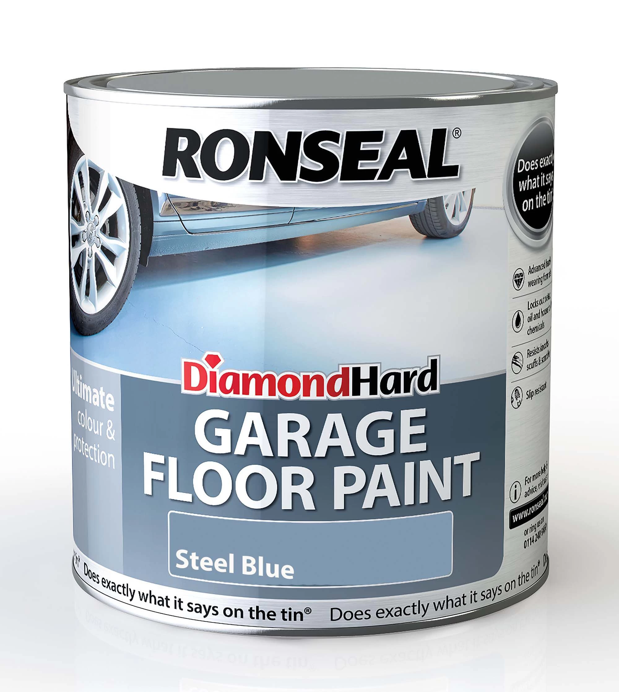 Ronseal Diamond Hard Steel blue Satinwood Garage floor paint, 2.5L Ronseal Diamond Hard Steel Blue Satinwood Garage Floor Paint, 2.5L -Trade Point Sale Shop ronseal diamond hard steel blue satinwood garage floor paint 2 5l5010214861101 08c bq
