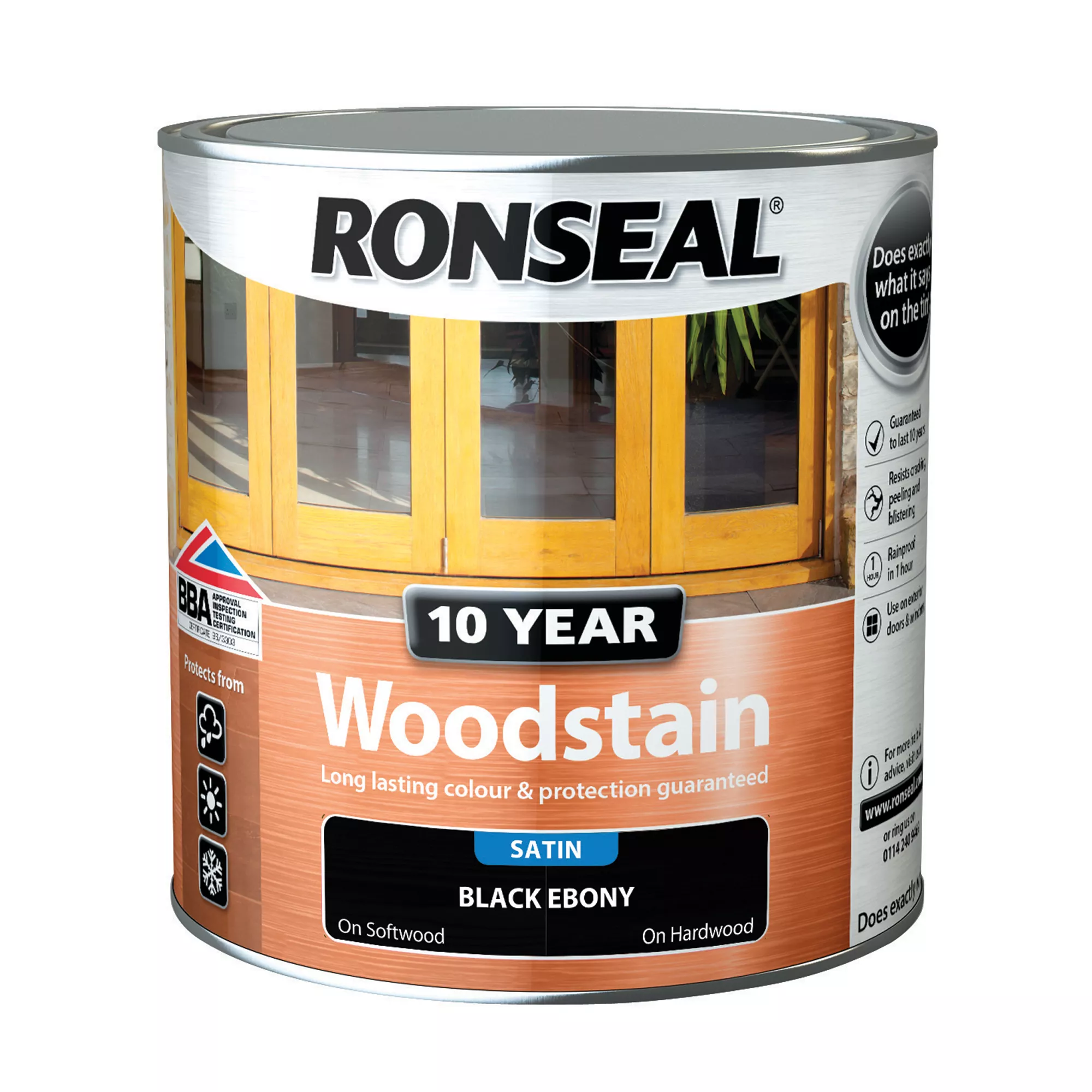 Ronseal Ebony Satin Wood stain, 2.5L Ronseal Ebony Satin Wood Stain, 2.5L -Trade Point Sale Shop ronseal ebony satin wood stain 2 5l5010214886951 02c BQ