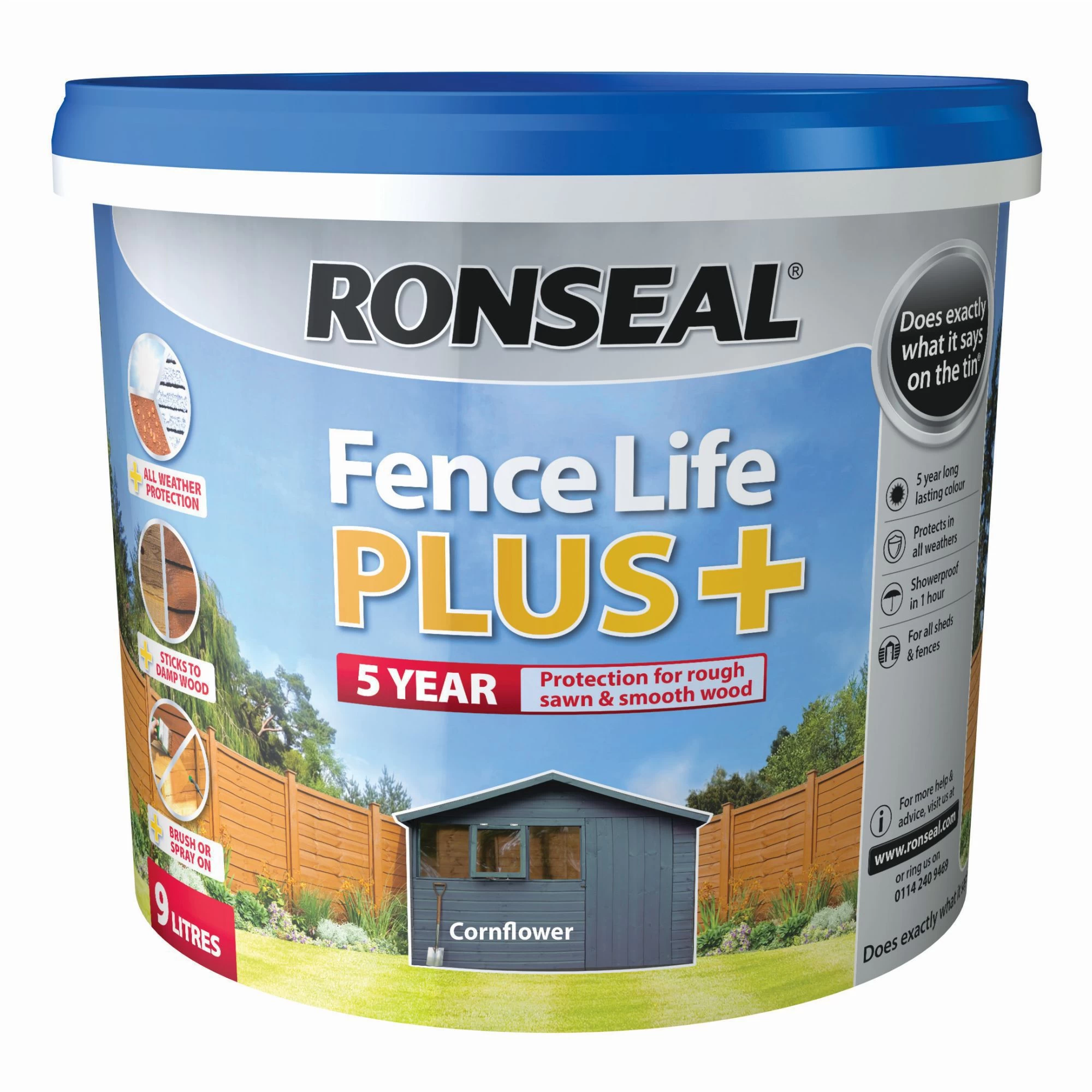 Ronseal Fence Life Plus Cornflower Matt Fence & shed Treatment, 9L Ronseal Fence Life Plus Cornflower Matt Fence & Shed Treatment, 9L -Trade Point Sale Shop ronseal fence life plus cornflower matt fence shed treatment 9l5010214876396 08c bq