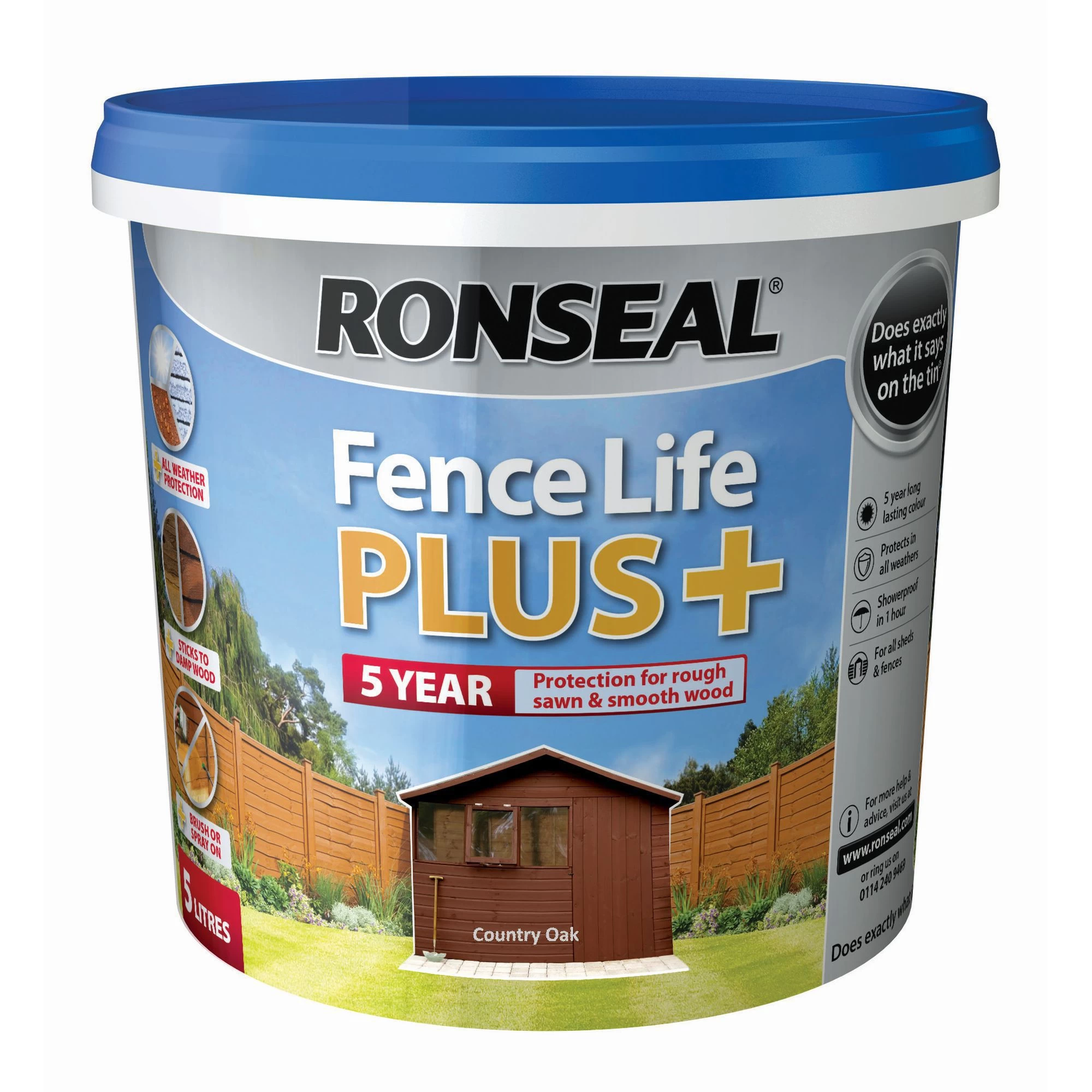 Ronseal Fence Life Plus Country oak Matt Fence & shed Treatment, 5L Ronseal Fence Life Plus Country Oak Matt Fence & Shed Treatment, 5L -Trade Point Sale Shop ronseal fence life plus country oak matt fence shed treatment 5l5010214876211 08c bq