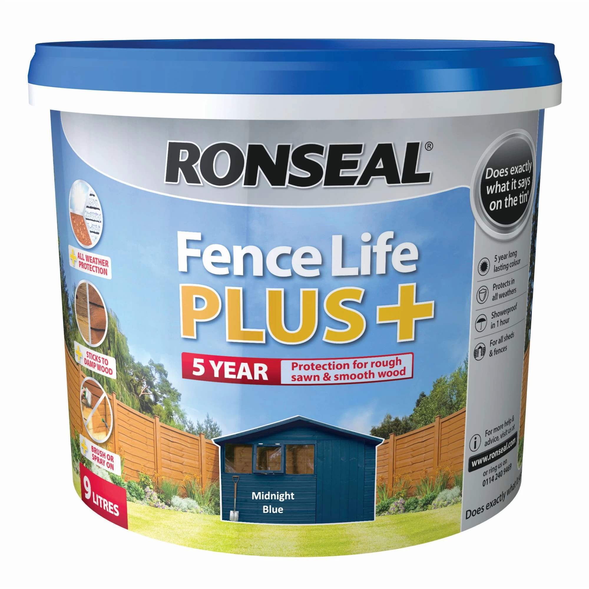 Ronseal Fence Life Plus Midnight blue Matt Fence & shed Treatment, 9L Ronseal Fence Life Plus Midnight Blue Matt Fence & Shed Treatment, 9L -Trade Point Sale Shop ronseal fence life plus midnight blue matt fence shed treatment 9l5010214886418 08c bq