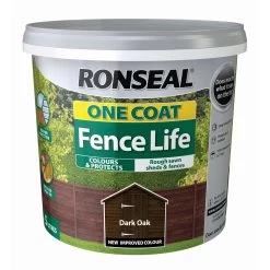 Ronseal One Coat Fence Life Dark Oak Matt Fence & Shed Treatment, 5L