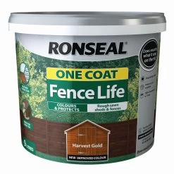 Ronseal One Coat Fence Life Harvest Gold Matt Fence & Shed Treatment, 9L
