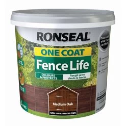 Ronseal One Coat Fence Life Medium Oak Matt Fence & Shed Treatment, 5L
