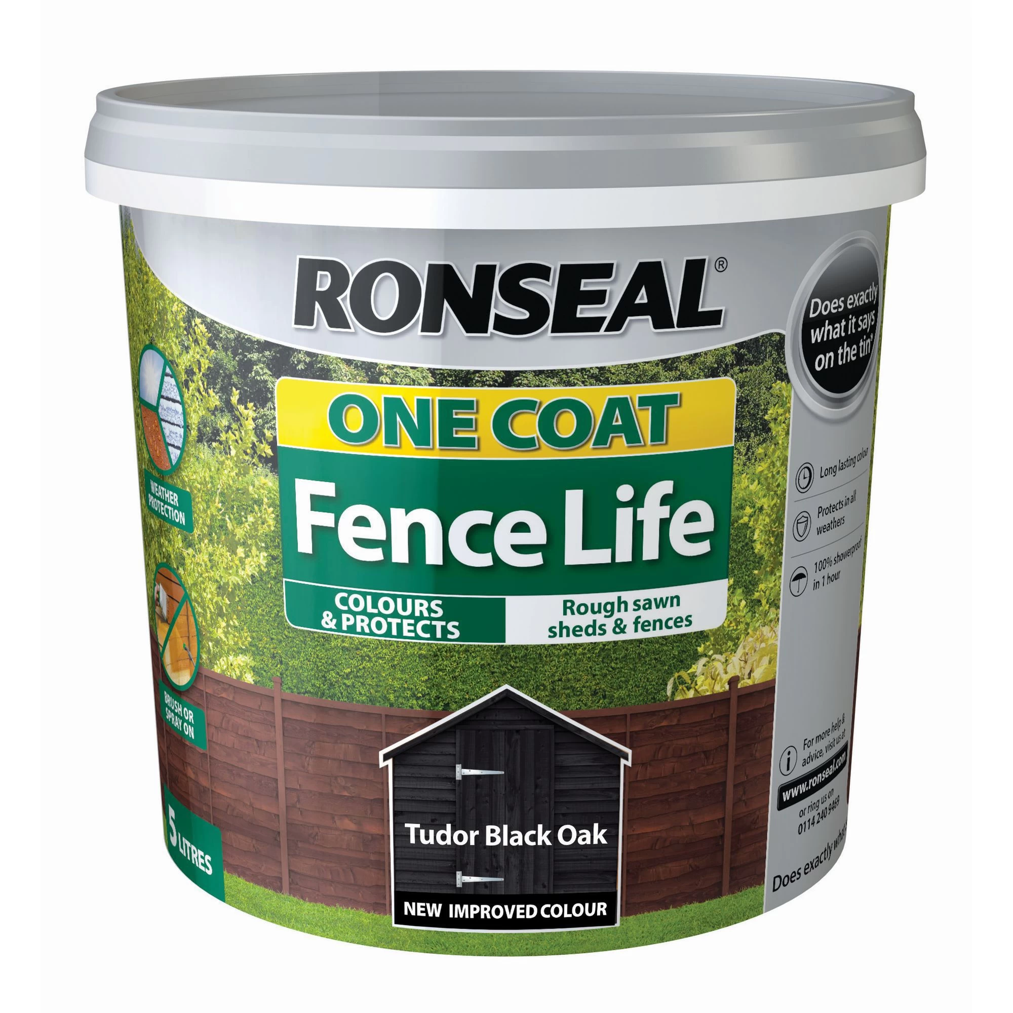 Ronseal One Coat Fence Life Tudor black oak Matt Fence & shed Treatment, 5L Ronseal One Coat Fence Life Tudor Black Oak Matt Fence & Shed Treatment, 5L -Trade Point Sale Shop ronseal one coat fence life tudor black oak matt fence shed treatment 5l5010214882939 08c bq