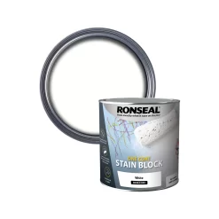Ronseal One Coat White Matt Wall & Ceiling Stain Block Primer, 2.5L