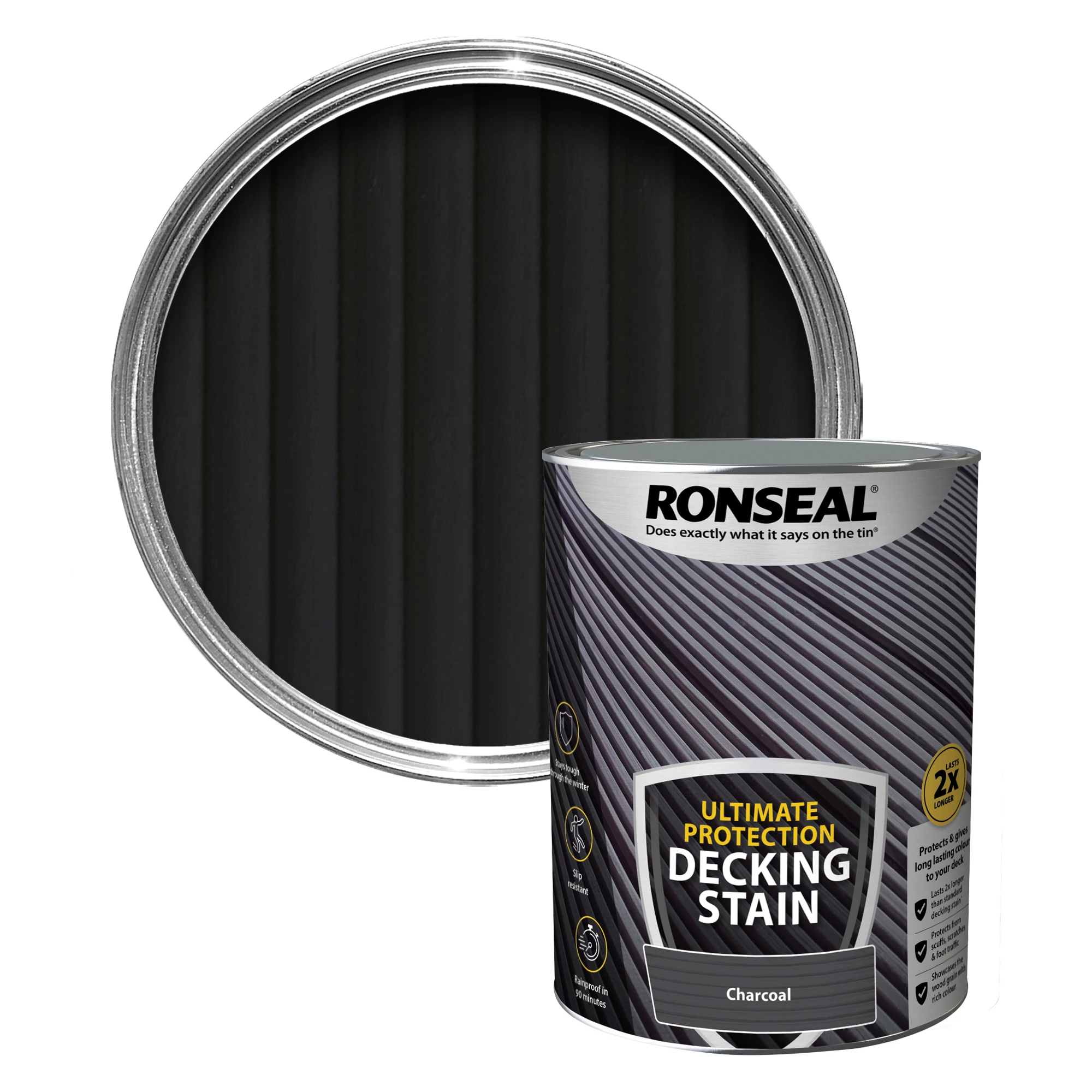 Ronseal Ultimate protection Charcoal Matt Decking Wood stain, 5L Ronseal Ultimate Protection Charcoal Matt Decking Wood Stain, 5L -Trade Point Sale Shop ronseal ultimate protection charcoal matt decking wood stain 5l5010214891092 01c bq