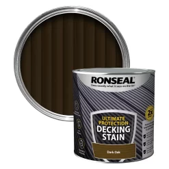 Ronseal Ultimate Protection Dark Oak Matt Decking Wood Stain, 2.5L