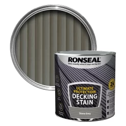 Ronseal Ultimate Protection Stone Grey Matt Decking Wood Stain, 2.5L