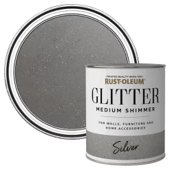 Rust-Oleum Medium Shimmer Silver Glitter Effect Mid Sheen Multi-surface Topcoat Paint Glitter, 750ml