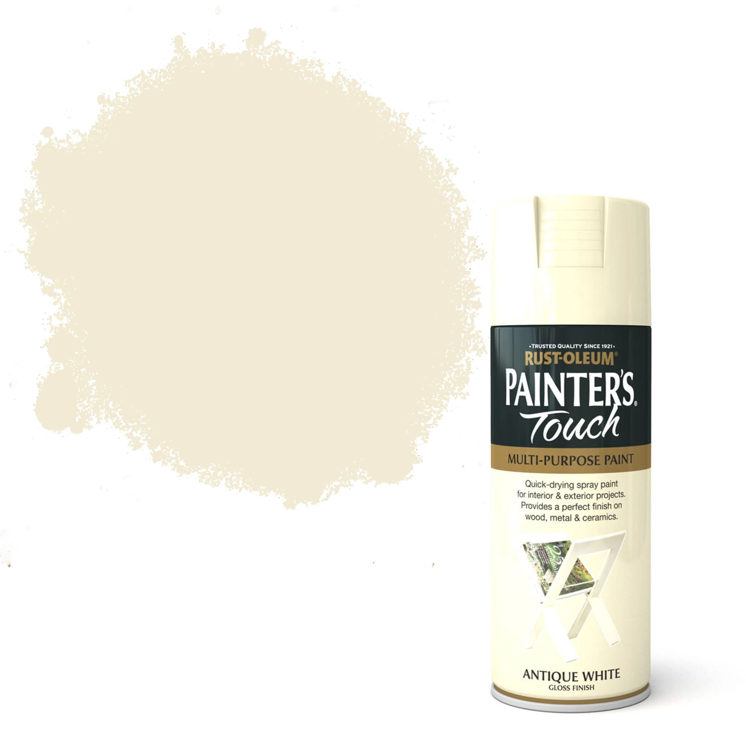 Rust-Oleum Painter's touch Antique white Gloss Multi-surface Decorative spray paint, 400ml Rust-Oleum Painter's Touch Antique White Gloss Multi-surface Decorative Spray Paint, 400ml -Trade Point Sale Shop rust oleum painter s touch antique white gloss multi surface decorative spray paint 400ml5013296950282 02c bq scaled