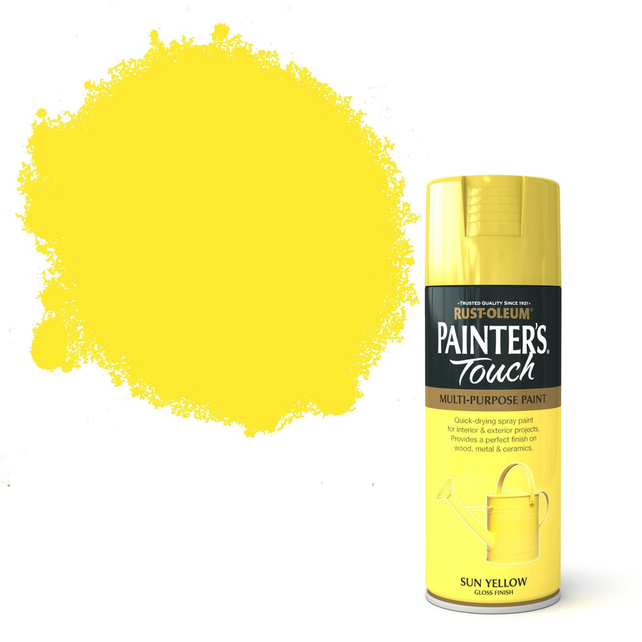 Rust-Oleum Painter's touch Sun yellow Gloss Multi-surface Decorative spray paint, 400ml Rust-Oleum Painter's Touch Sun Yellow Gloss Multi-surface Decorative Spray Paint, 400ml -Trade Point Sale Shop rust oleum painter s touch sun yellow gloss multi surface decorative spray paint 400ml5013296950220 02c bq scaled
