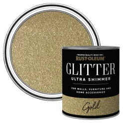 Rust-Oleum Ultra Shimmer Gold Glitter Effect Mid Sheen Multi-surface Topcoat Paint Glitter, 750ml