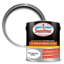 Sandtex 10 Year White High Gloss Exterior Metal & Wood Paint, 2.5L