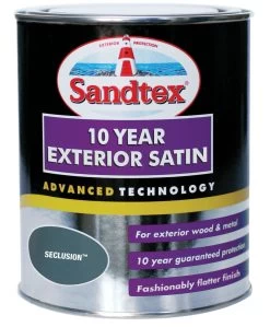 Sandtex Seclusion Grey Satinwood Exterior Metal & Wood Paint, 750ml