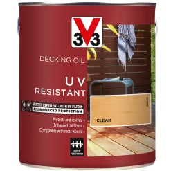 V33 Clear UV Resistant Decking Wood Oil, 2.5L -Trade Point Sale Shop v33 clear uv resistant decking wood oil 2 5l3153895163064 08c bq
