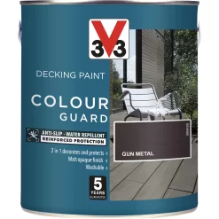 V33 Colour Guard Matt Gun Metal Decking Paint, 2.5L 5 V33 Colour Guard Matt Gun Metal Decking Paint, 2.5L -Trade Point Sale Shop v33 colour guard matt gun metal decking paint 2 5l3153895163033 08c bq