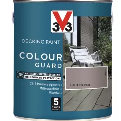 V33 Colour Guard Matt Light Silver Decking Paint, 2.5L 2 V33 Colour Guard Matt Light Silver Decking Paint, 2.5L -Trade Point Sale Shop v33 colour guard matt light silver decking paint 2 5l3153895163019 03c