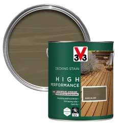 V33 High Performance Dark Silver Satin Quick Dry Decking Stain, 2.5L