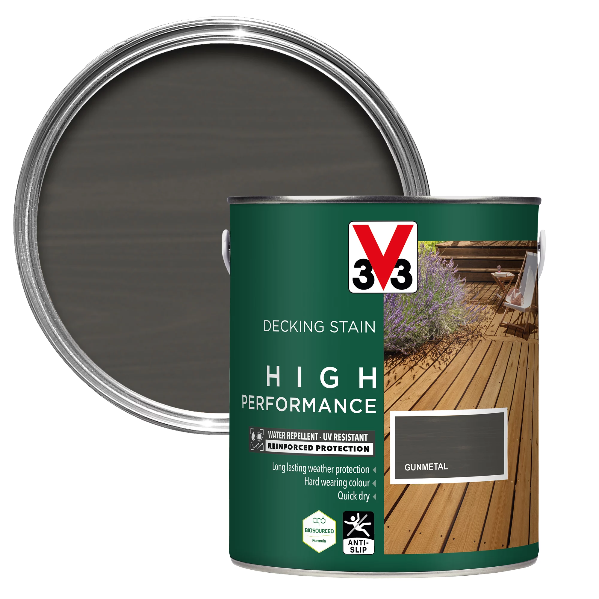 V33 High performance Gunmetal Satin Quick dry Decking Stain, 2.5L V33 High Performance Gunmetal Satin Quick Dry Decking Stain, 2.5L -Trade Point Sale Shop v33 high performance gunmetal satin quick dry decking stain 2 5l3153895180801 02c bq