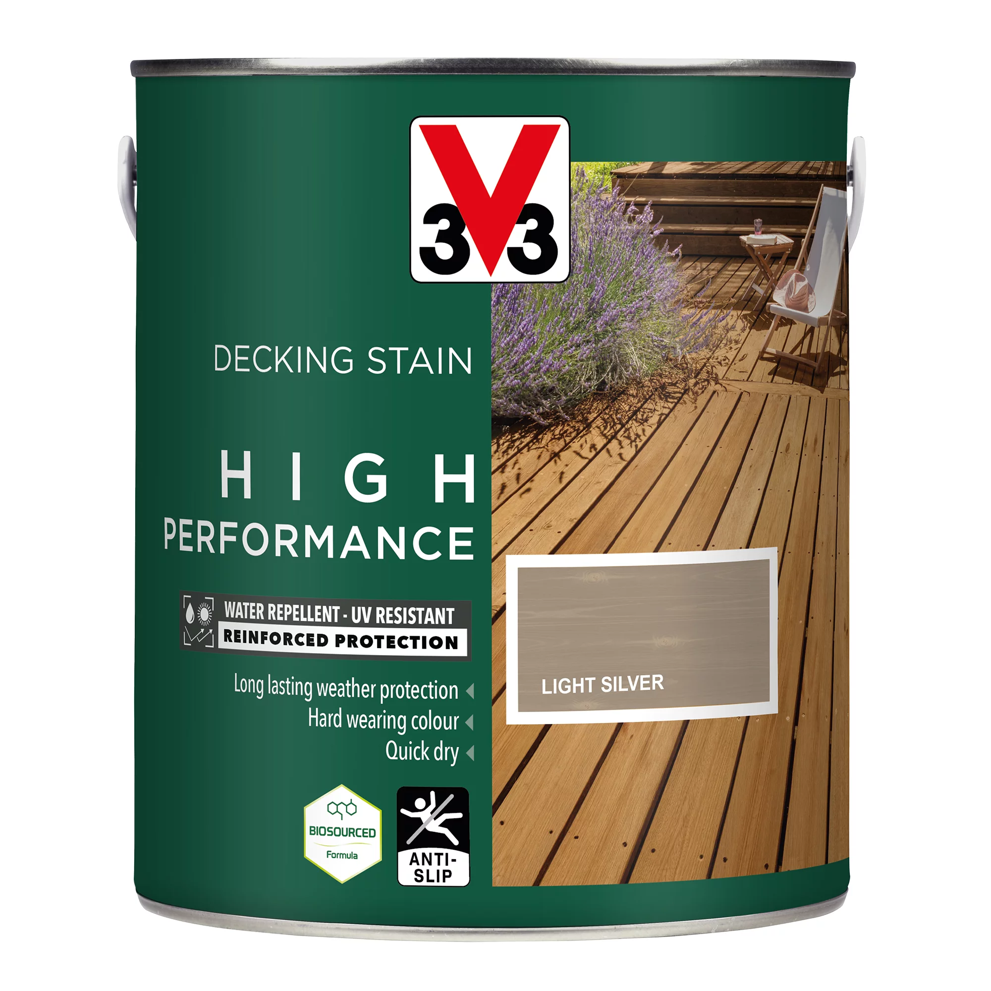 V33 High performance Light Silver Satin Quick dry Decking Stain, 2.5L V33 High Performance Light Silver Satin Quick Dry Decking Stain, 2.5L -Trade Point Sale Shop v33 high performance light silver satin quick dry decking stain 2 5l3153895180788 08c bq