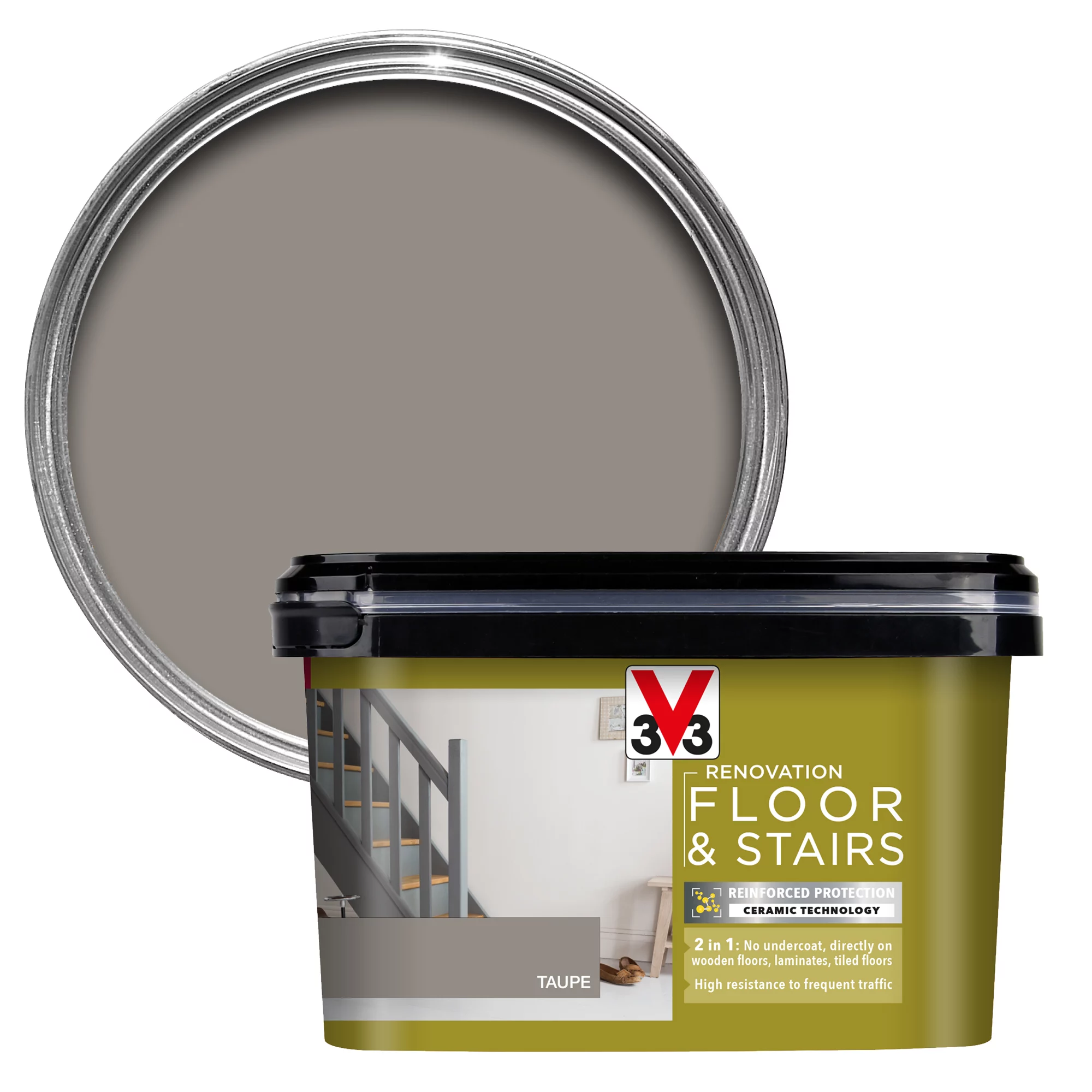 V33 High performance Taupe Satinwood Floor & stair paint, 2L V33 High Performance Taupe Satinwood Floor & Stair Paint, 2L -Trade Point Sale Shop v33 high performance taupe satinwood floor stair paint 2l3153895181600 02c bq