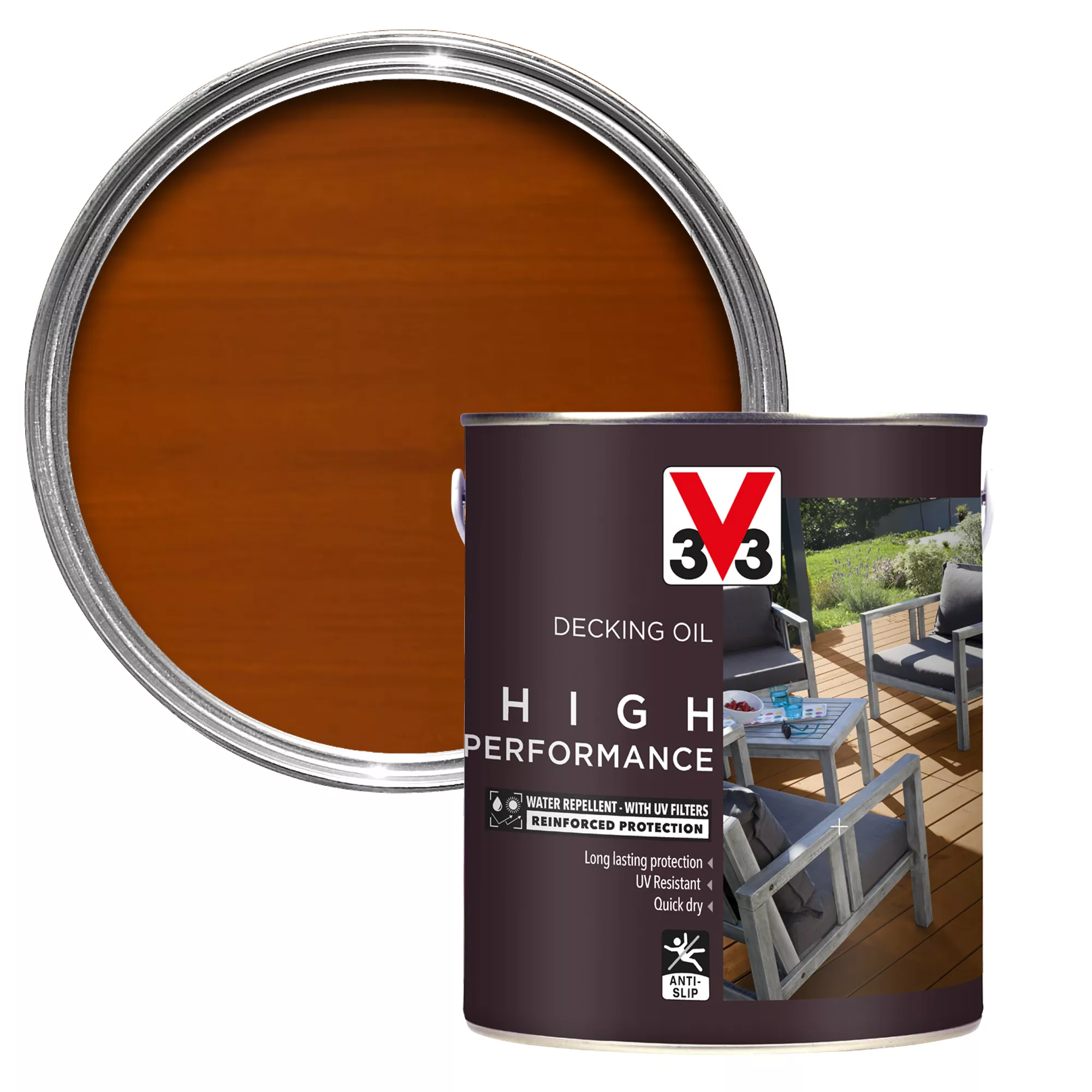 V33 High performance Teak UV resistant Decking Wood oil, 2.5L V33 High Performance Teak UV Resistant Decking Wood Oil, 2.5L -Trade Point Sale Shop v33 high performance teak uv resistant decking wood oil 2 5l3153895164382 01c