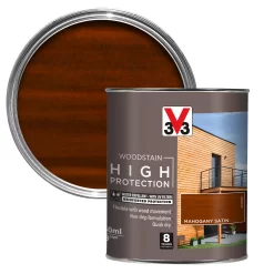 V33 High Protection Mahogany Mid Sheen Wood Stain, 750ml