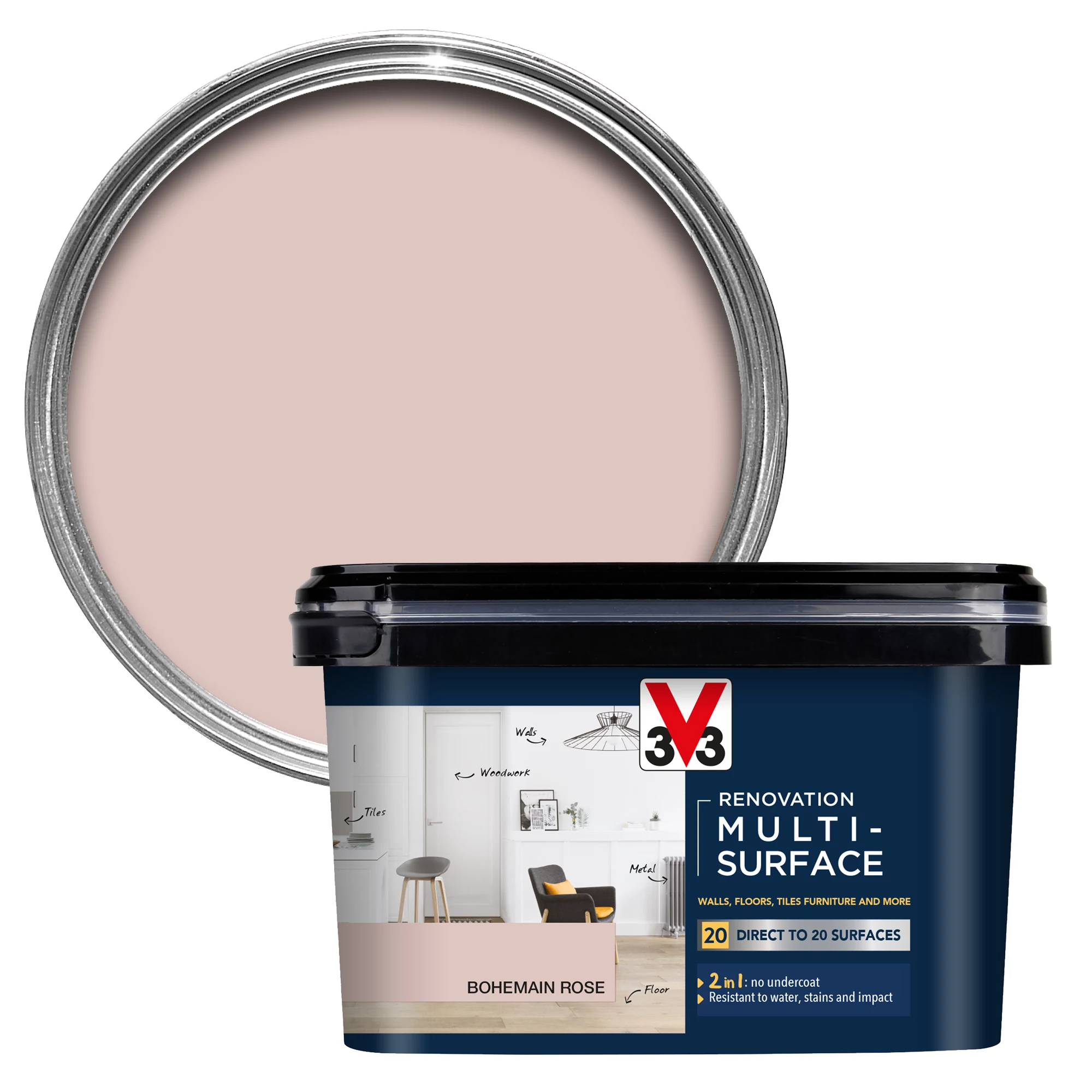 V33 Renovation Bohemian Rose Satinwood Multi-surface paint, 2L V33 Renovation Bohemian Rose Satinwood Multi-surface Paint, 2L -Trade Point Sale Shop v33 renovation bohemian rose satinwood multi surface paint 2l3153895181914 02c bq