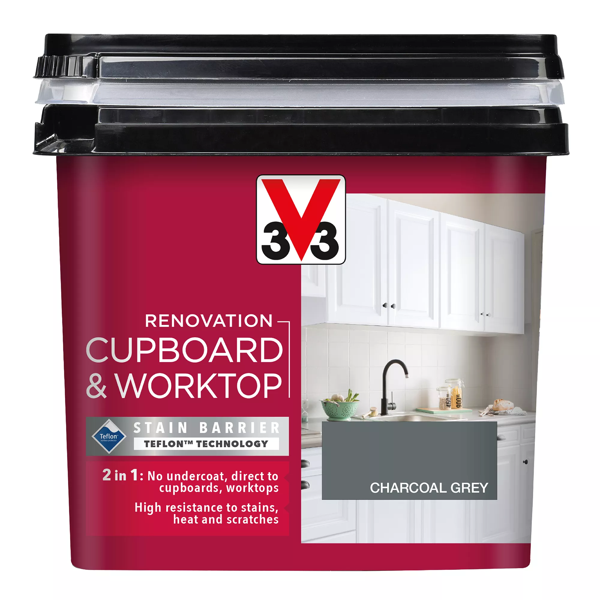 V33 Renovation Charcoal Grey Satinwood Cupboard & cabinet paint, 750ml V33 Renovation Charcoal Grey Satinwood Cupboard & Cabinet Paint, 750ml -Trade Point Sale Shop v33 renovation charcoal grey satinwood cupboard cabinet paint 750ml3153895180993 08c bq
