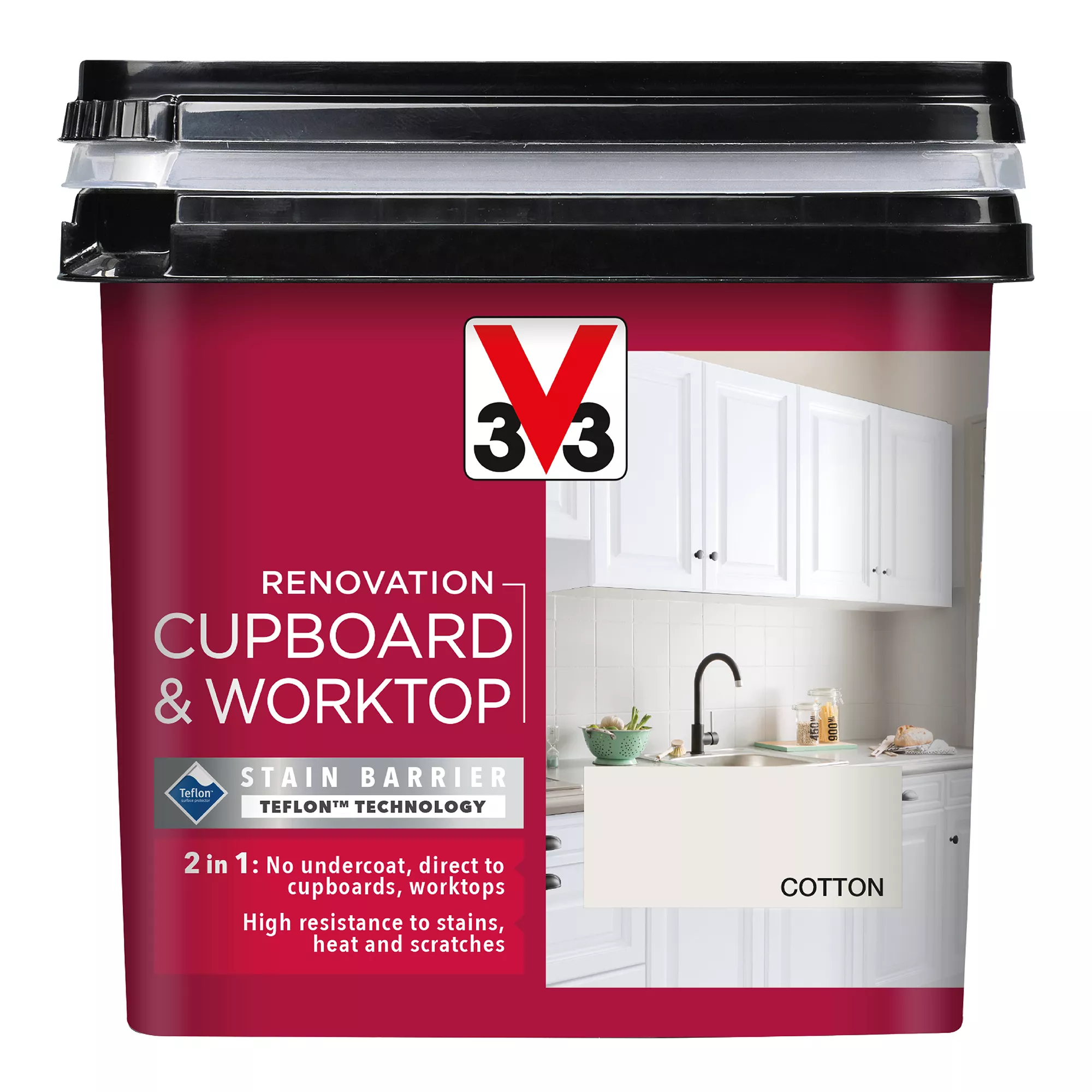V33 Renovation Cotton Satinwood Cupboard & cabinet paint, 750ml V33 Renovation Cotton Satinwood Cupboard & Cabinet Paint, 750ml -Trade Point Sale Shop v33 renovation cotton satinwood cupboard cabinet paint 750ml3153895180986 08c bq