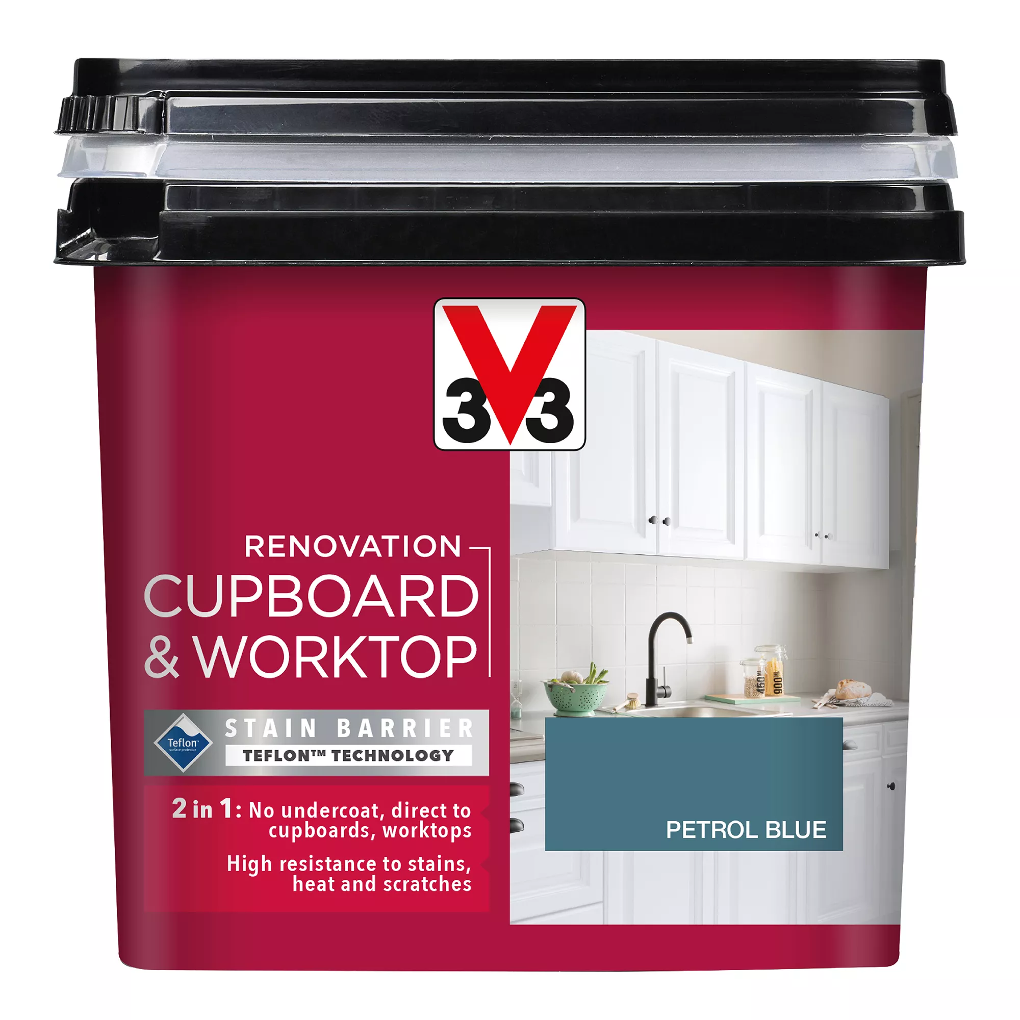V33 Renovation Petrol Blue Satinwood Cupboard & cabinet paint, 750ml V33 Renovation Petrol Blue Satinwood Cupboard & Cabinet Paint, 750ml -Trade Point Sale Shop v33 renovation petrol blue satinwood cupboard cabinet paint 750ml3153895181006 08c bq