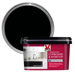 V33 Renovation Quartz Black Satinwood Cupboard & Cabinet Paint, 2L