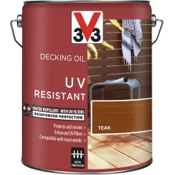 V33 Teak UV Resistant Decking Wood Oil, 5L 3 V33 Teak UV Resistant Decking Wood Oil, 5L -Trade Point Sale Shop v33 teak uv resistant decking wood oil 5l3153895163118 08c bq