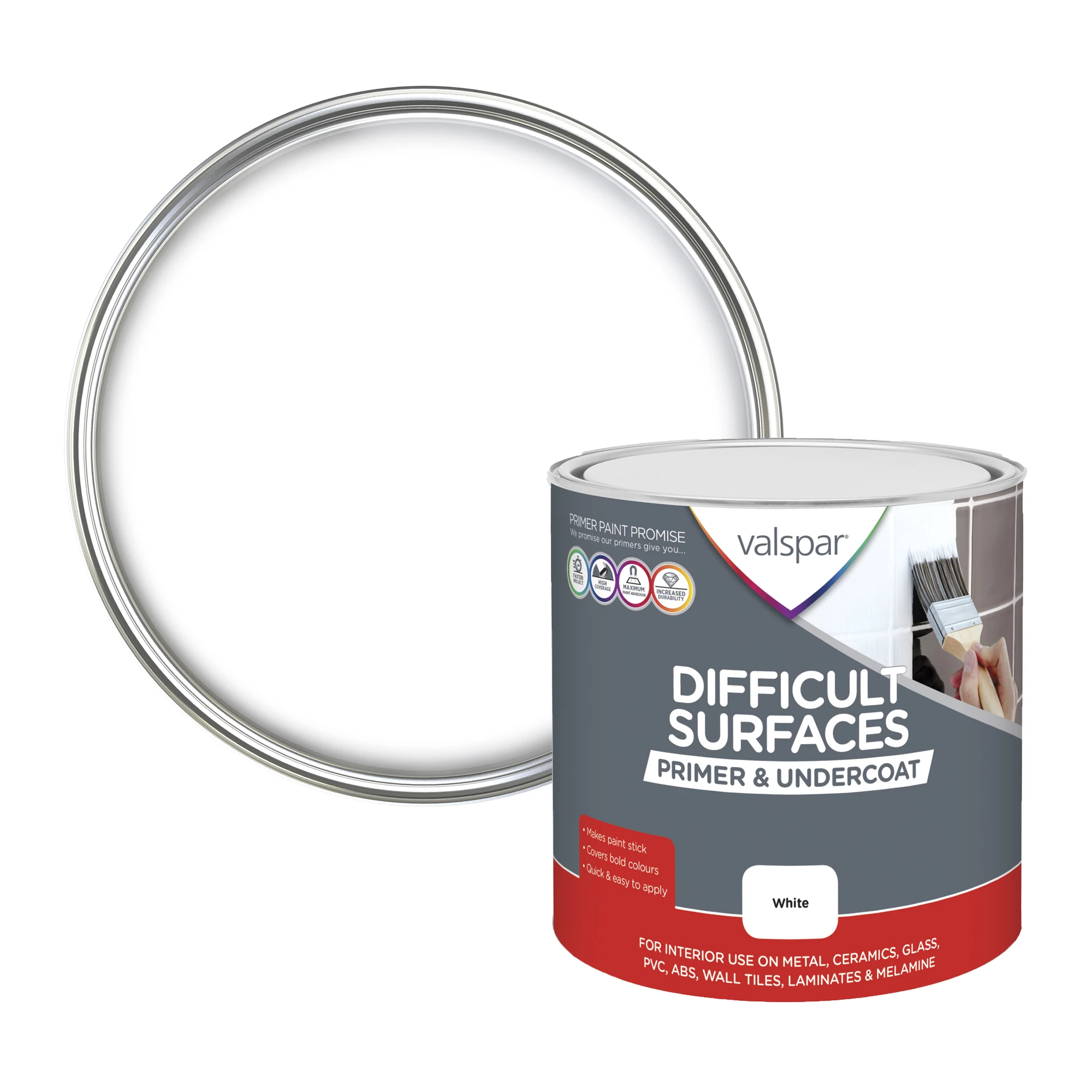 Valspar Difficult Surfaces White Primer & undercoat, 2.5L Valspar Difficult Surfaces White Primer & Undercoat, 2.5L -Trade Point Sale Shop valspar difficult surfaces white primer undercoat 2 5l5055018169374 02c bq