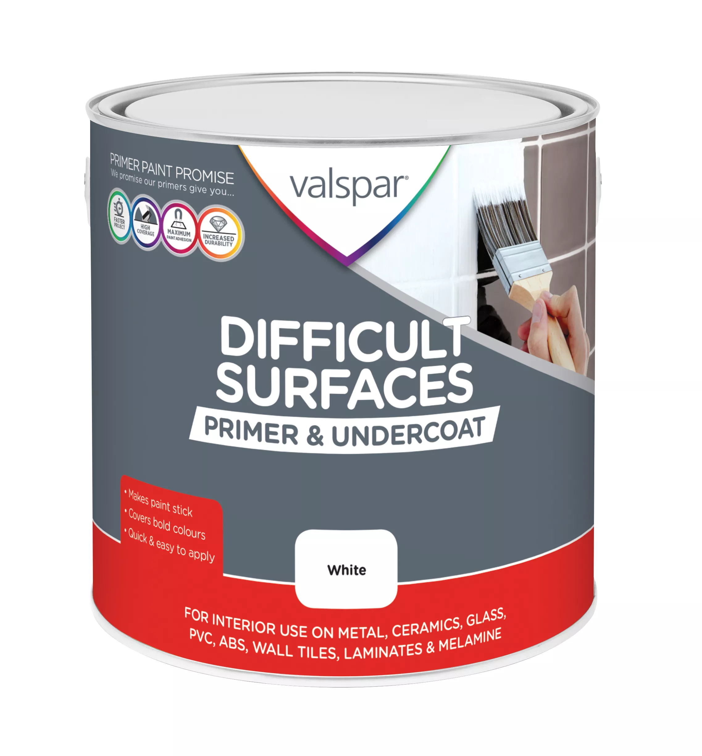 Valspar Difficult Surfaces White Primer & undercoat, 2.5L Valspar Difficult Surfaces White Primer & Undercoat, 2.5L -Trade Point Sale Shop valspar difficult surfaces white primer undercoat 2 5l5055018169374 08c bq