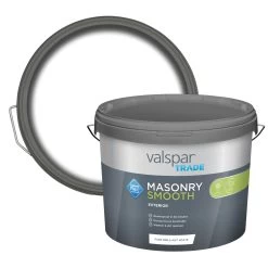 Valspar Trade Exterior Pure Brilliant White Matt Masonry Paint, 10L Tub