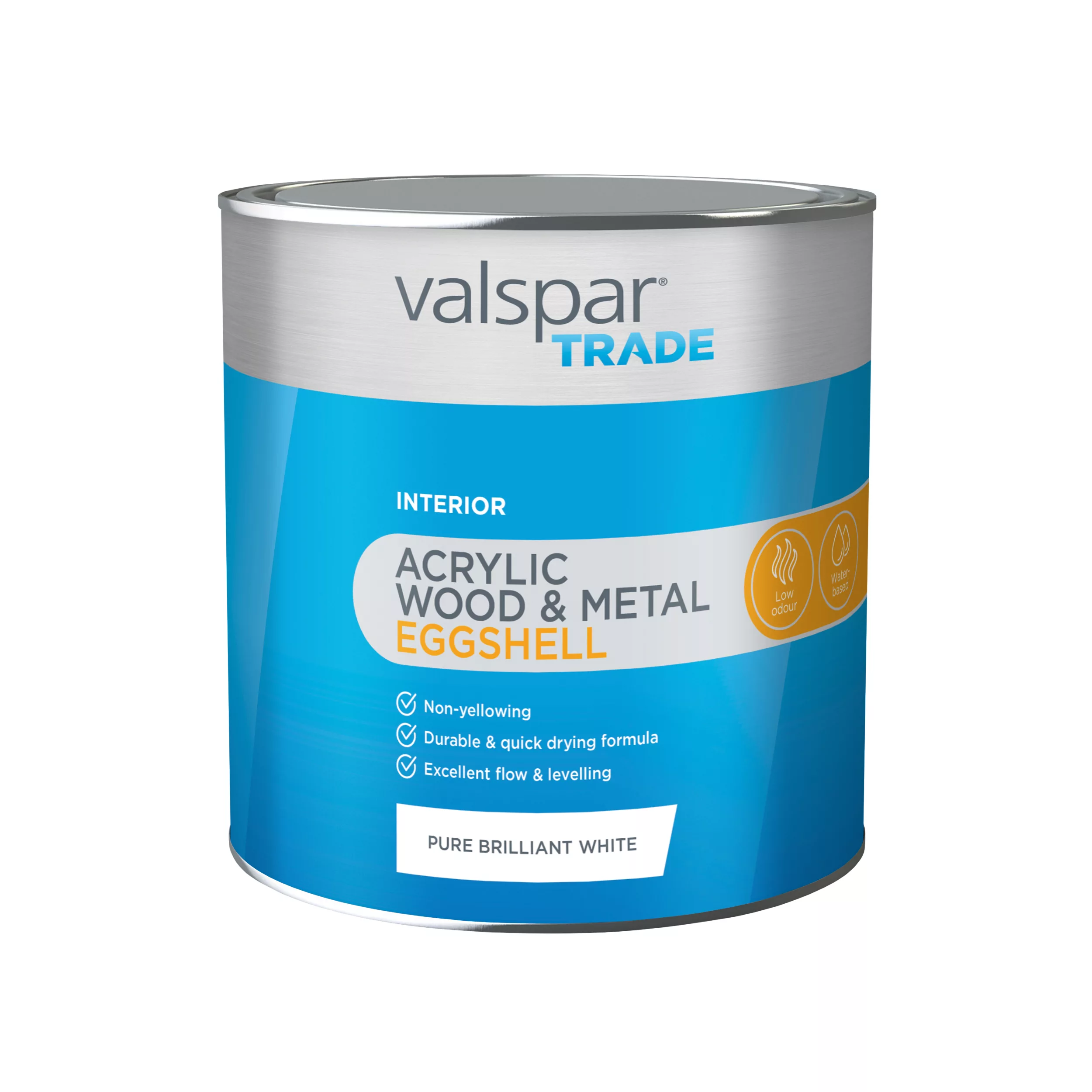 Valspar Trade Pure brilliant white Eggshell Metal & wood paint, 2.5L Valspar Trade Pure Brilliant White Eggshell Metal & Wood Paint, 2.5L -Trade Point Sale Shop valspar trade pure brilliant white eggshell metal wood paint 2 5l5055018166182 02c bq