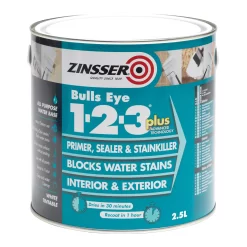 Zinsser Bulls Eye 1-2-3 White Multi-surface Primer, Sealant & Stain Block, 2.5L